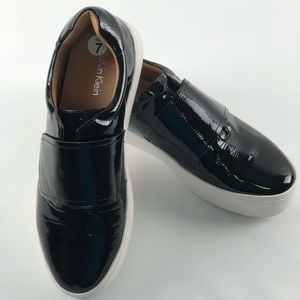 Calvin Klein black patent platform sneaker JAIDEN